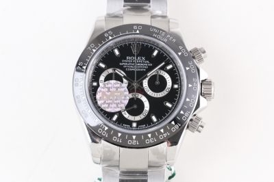 MR Factory The Best Swiss Replica Rolex Daytona Ceramic Bezel Watch Black Dial Stainless Steel Band